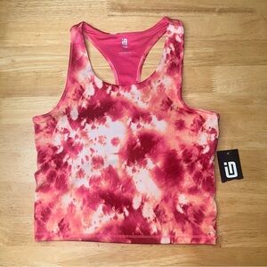 ID Ideology Girl's Pink Tie-Dye Longline Sports Tank Top Size L Large Pink Shock